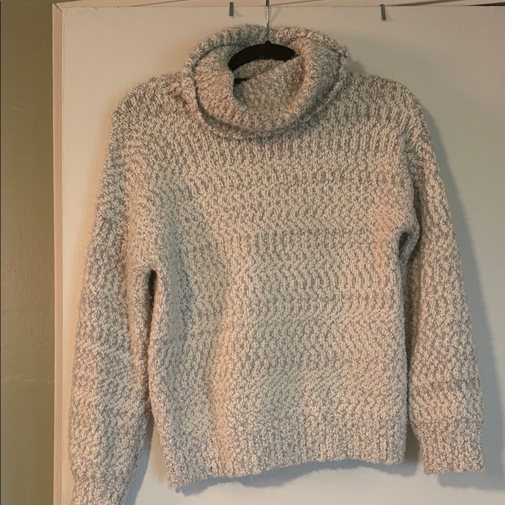 Cozy White + Grey Turtleneck Sweater